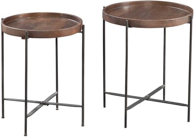 Steve Silver Co. Capri 2-Piece Brown Nesting Table with Matte Black Base-0