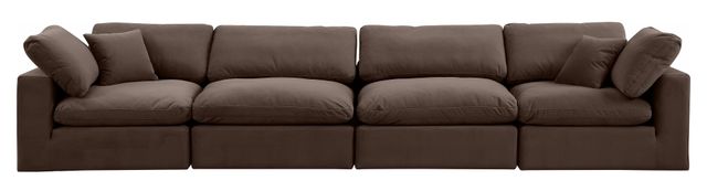 Meridian Furniture Comfy 4-Piece Brown Velvet Modular Sofa-1