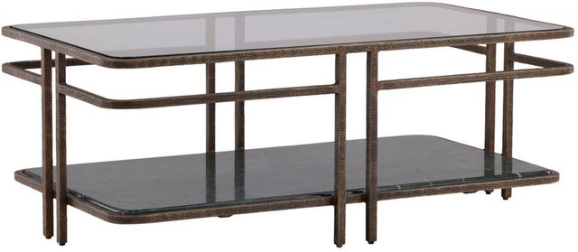 Furniture Classics Buckroe Tempered Glass Top Coffee Table with Iron Base-0