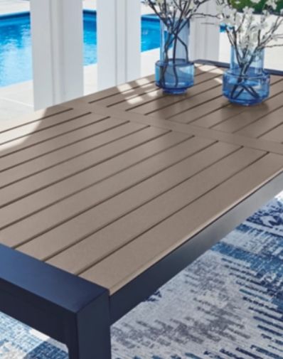 Signature Design by Ashley® East Beach Driftwood Metal Outdoor Dining Table with Navy Blue Base-4
