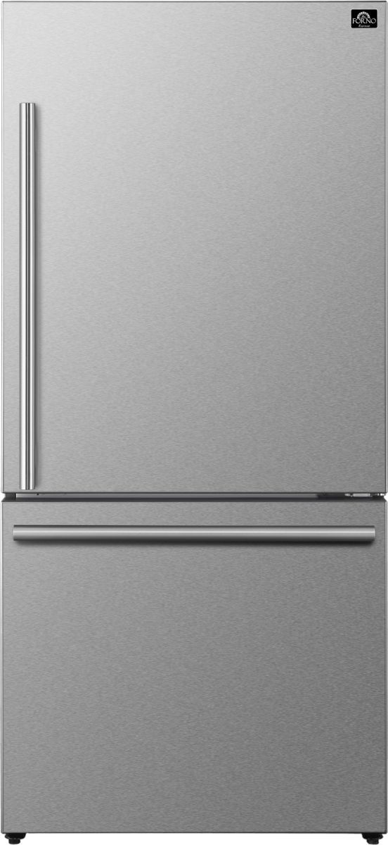 FORNO® Milano Espresso 34 in. 17.2 Cu. Ft. Stainless Steel Counter Depth Bottom Freezer Refrigerator