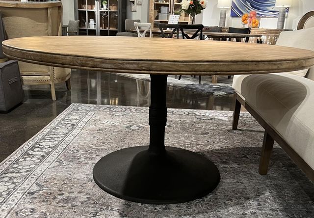 Nest Home Collections Sadie Antique Natural Round Dining Table with Iron Base-0