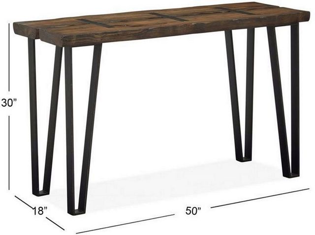 Magnussen Home® Dartmouth Sawmill Rectangular Sofa Table with Galvanized Steel Legs-5