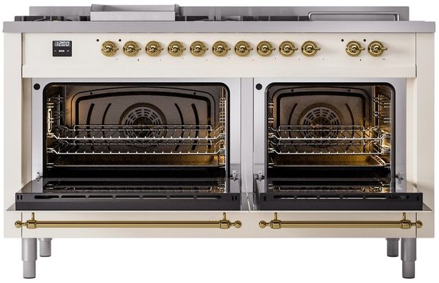 Ilve® Nostalgie II Series 60" Antique White Pro Style Dual Fuel Range-2