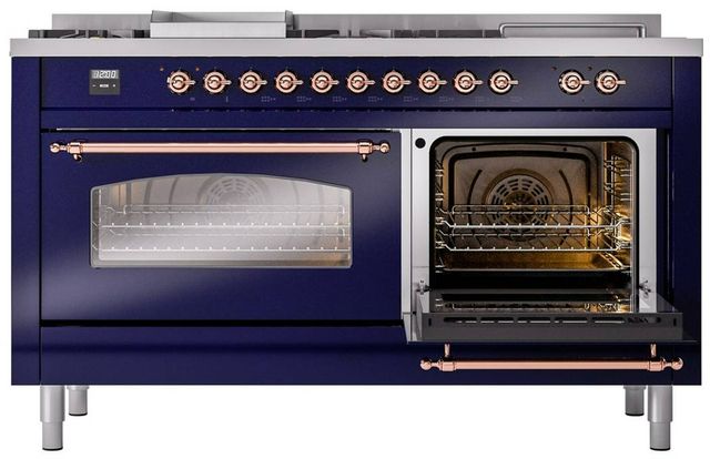 Ilve® Nostalgie II Series 60" Midnight Blue Pro Style Dual Fuel Range-2