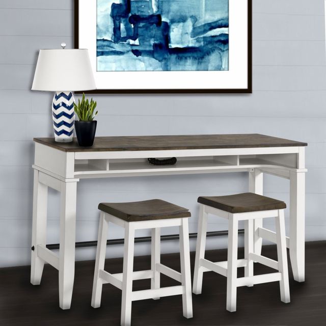 Intercon Kona Gray Sofa Bar Table with White Base-3