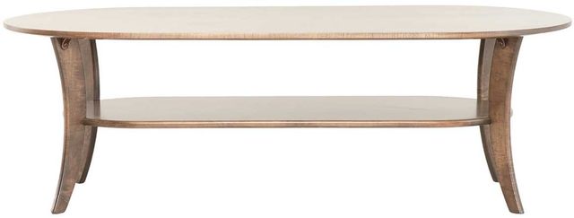 Marshfield Furniture Finn White Pill-Shaped Coffee Table with Brown Base-1
