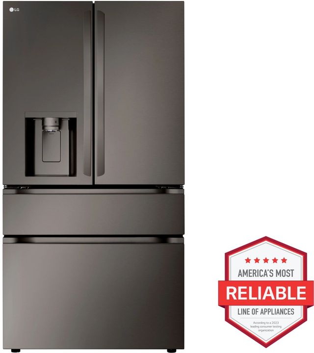LG 36" 28.6 Cu. Ft. PrintProof™ Black Stainless Steel French Door Refrigerator with Full-Convert Drawer™-2