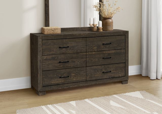 Monarch Specialties Inc. Rustic Oak 6-Drawer Dresser-1