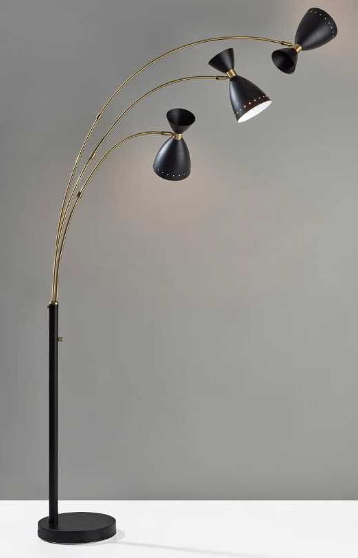 Adesso® Oscar Black 3-Arm Arc Floor Lamp-4