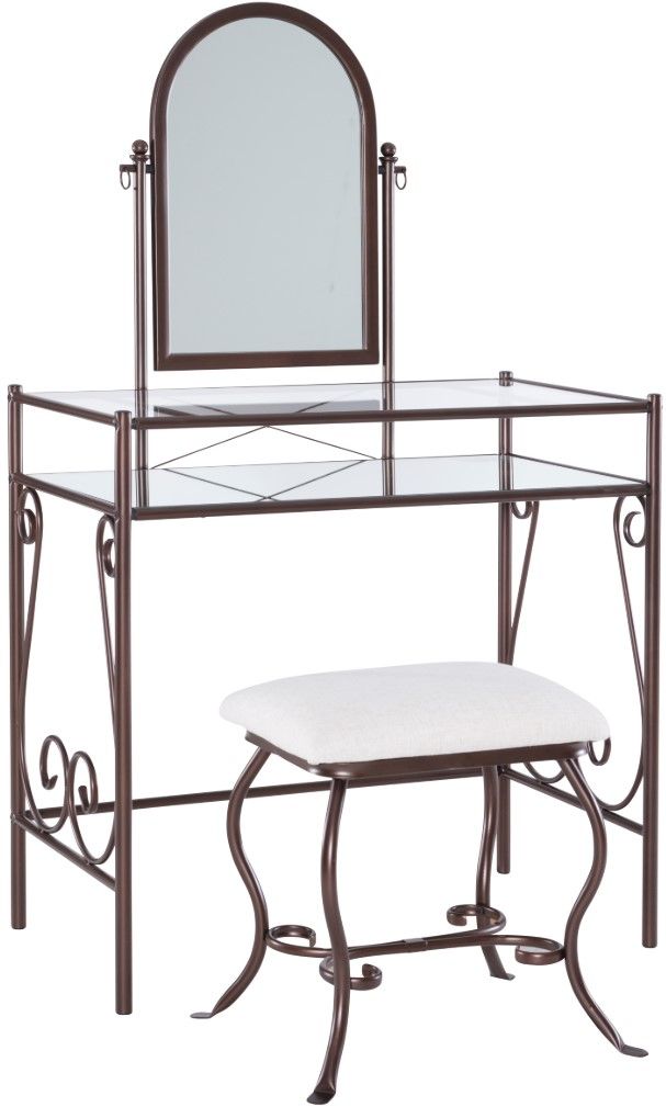 Linon Clarisse 3-Piece Dark Metal Vanity Set | Hoelscher's Fine Furniture,  Appliances & Electronics | Floresville and Pleasanton, TX