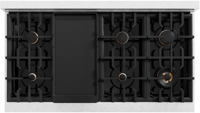 ZLINE Classic Autograph Edition 48" Satin Stainless Steel Pro Style Dual Fuel Range with Polished Gold Accents-3