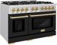 ZLINE Select Autograph Edition 48" Stainless Steel Convection Pro Style Gas Range with Black Matte Doors and Polished Gold Accents-2