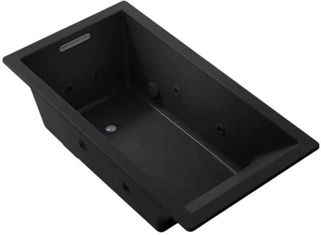 KOHLER® Underscore® Black 66" x 36" Drop-in Heated Whirlpool Bath-0