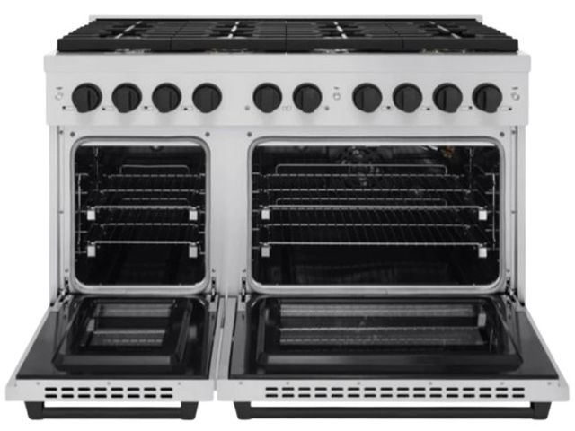 ZLINE Autograph Edition 48" Stainless Steel Pro Style Gas Range with 8 Burner Cooktop and Matte Black Accents-1