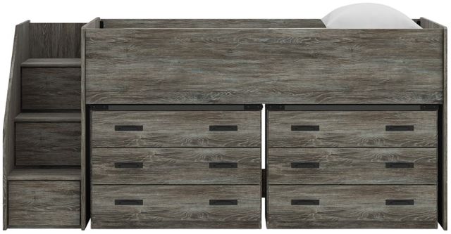 Signature Design by Ashley® Frandern Warm Gray Youth Twin Loft Bed with Drawer Storage-2