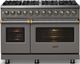 Viking® 5 Series 48" Damascus Gray Pro Style Dual Fuel (LP) Range with Brushed Brass Trim-2