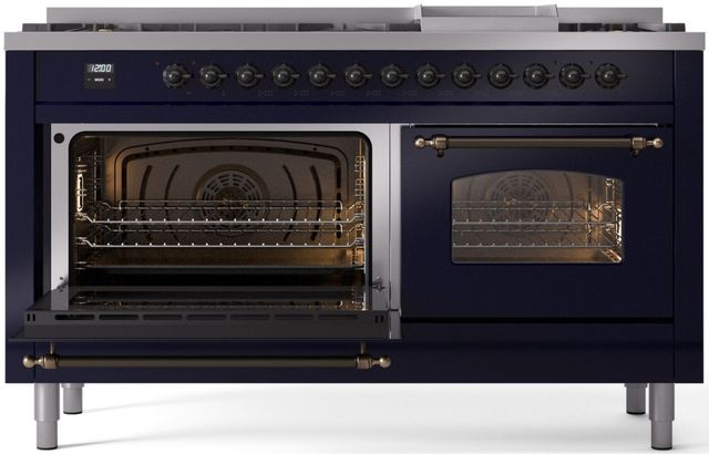 Ilve® Nostalgie II Series 60" Midnight Blue Pro Style Dual Fuel Range-2
