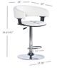 Powell® Devan Chrome/White Adjustable Barrel Bar Stool-2