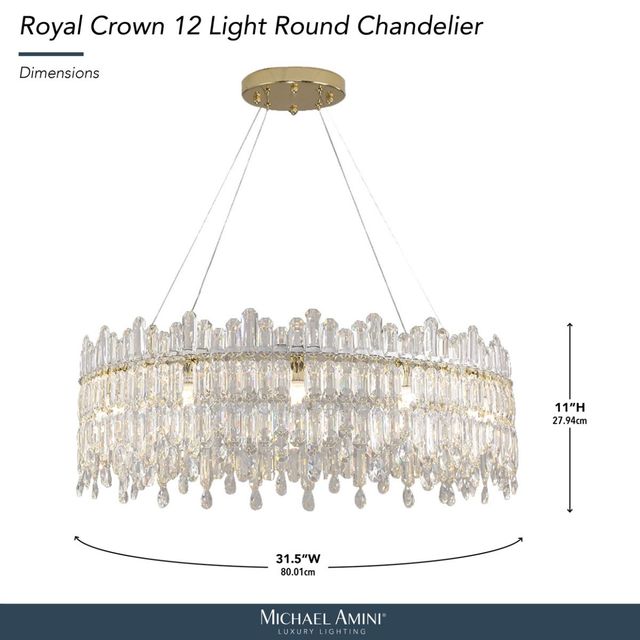 Michael Amini® Royal Crown Clear 12-Light Round Chandelier-2