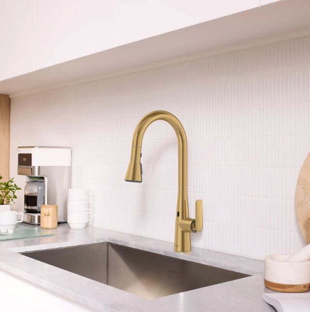 American Standard Aspirations Brushed Cool Sunrise Touchless Pull-Down Kitchen Faucet-1