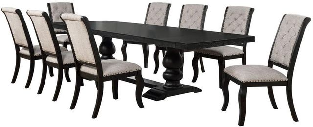 Coaster® Phelps 9-Piece Distressed Noir/Tan Dining Table Set-0