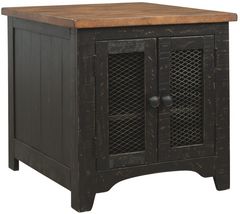Signature Design by Ashley® Valebeck Light Brown End Table with Rustic Black Base