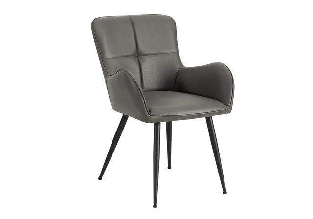 Monarch Specialties Inc. 2-Piece Grey 33" Faux Leather Dining Chair Set with Tufted Back-0