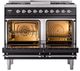 Ilve® Nostalgie II Noblesse 40'' Glossy Black Pro Style Dual Fuel Range with Chrome Trim-1