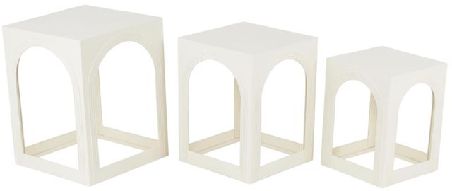 Deco Marche 3-Piece White Nested Accent Table with Arched Cutouts-2