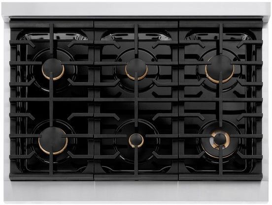 ZLINE Paramount Autograph Edition 36" Stainless Steel Gas Cooktop with Champagne Bronze Accents-2