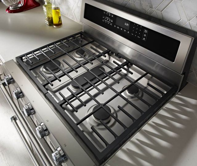 KitchenAid® 30" Stainless Steel Freestanding Dual Fuel Double Oven Range-6