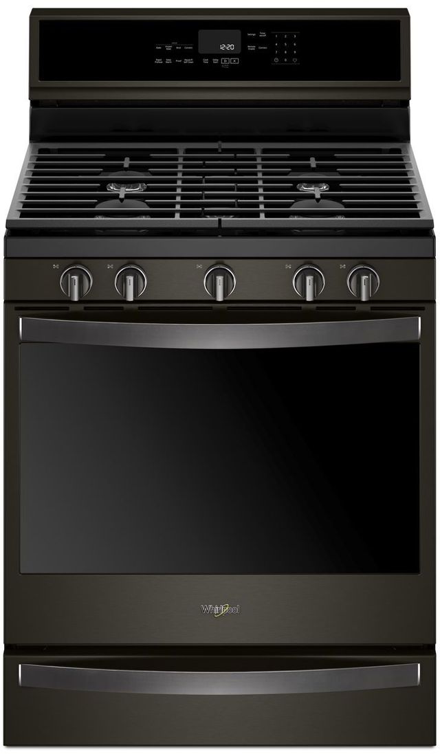 Whirlpool® 30" Fingerprint Resistant Black Stainless Steel Freestanding Gas Range-0