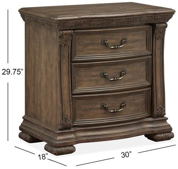 Magnussen Home® Durango Willadeene Brown 3-Drawer Nightstand-2