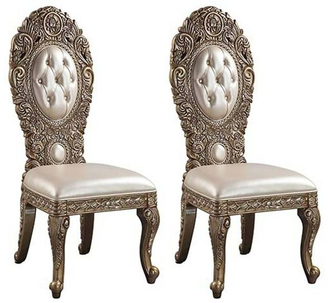 ACME Furniture Constantine 2-Piece Brown/Gold Side Chair Set-0