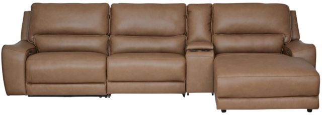 Signature Design by Ashley® DeepWakes 4-Piece Caramel Right-Arm Facing Power Reclining Sectional and Chaise with Storage Console-0