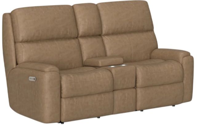 Flexsteel® Customizable Rio Leather Power Reclining Loveseat with Console and Power Headrests-2
