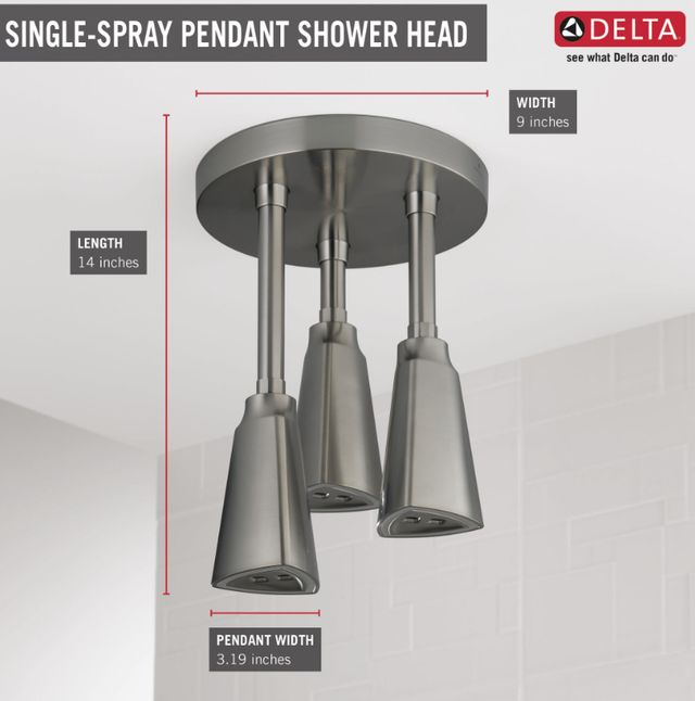 Delta Universal Showering Stainless H2Okinetic® Pendant Raincan Shower Head with LED Light-2