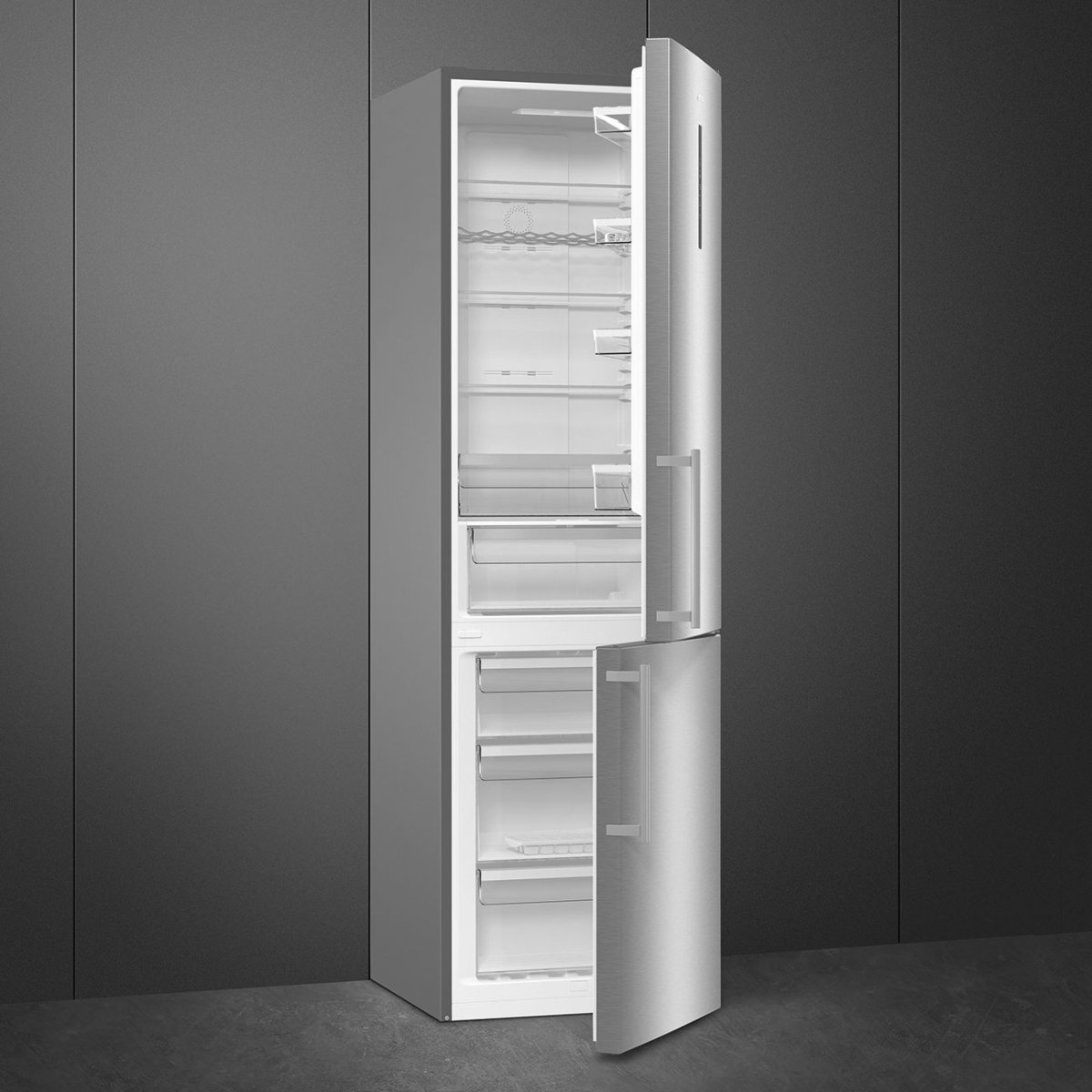 Smeg 24" 12.5 Cu. Ft. Fingerprint-Proof Stainless Steel Counter Depth Bottom Freezer Refrigerator - Thumbnail 5