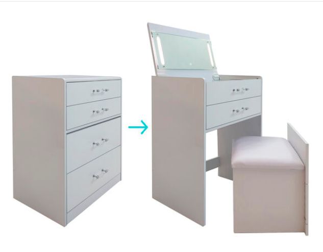 Elements International Irvine White Vanity Table -1