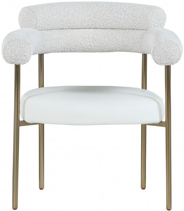 Meridian Furniture Blake Cream/Brushed Brass Dining Arm Chair-1