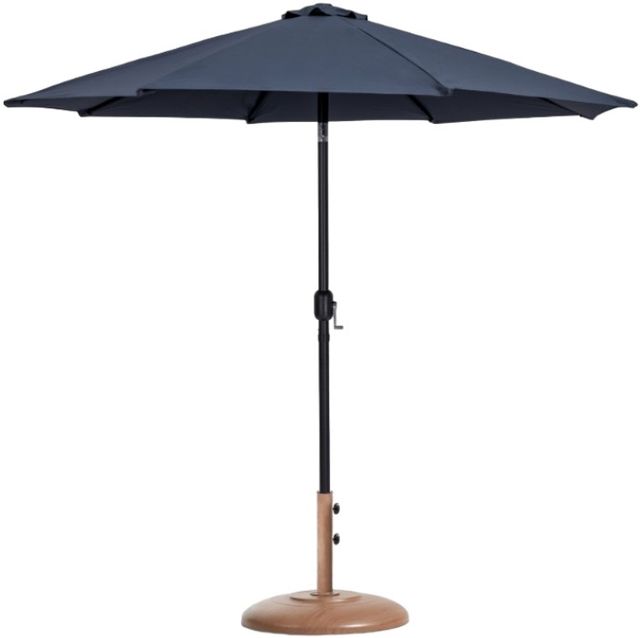 Meridian Furniture Fiji Gray/Matte Black/Teak Aluminum Outdoor Patio Umbrella and Round Base-0