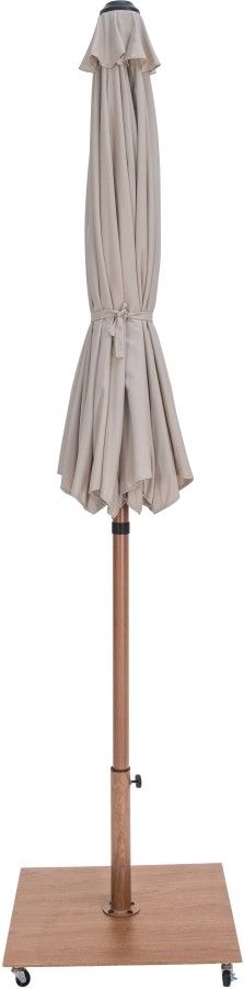 Meridian Furniture Fiji Beige/Teak Aluminum Outdoor Patio Umbrella and Base-1