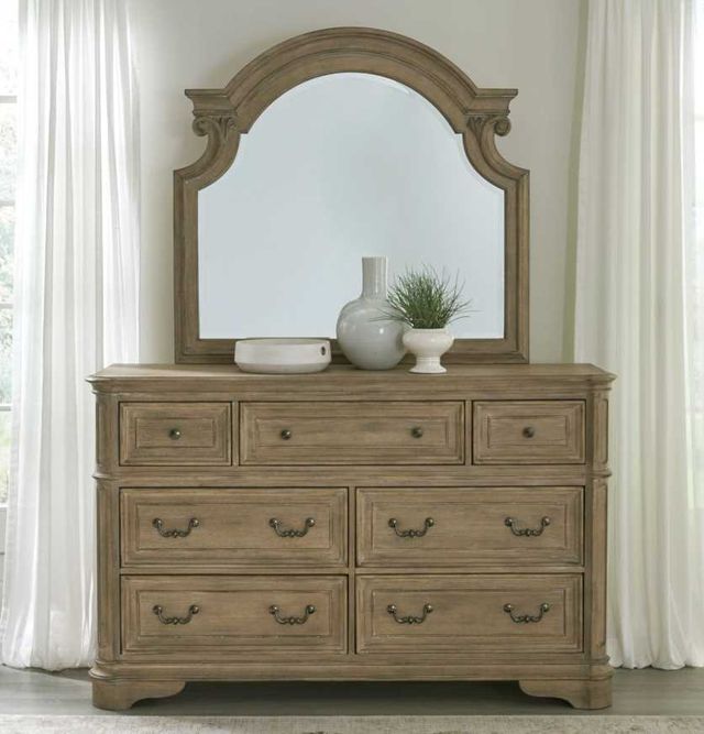 Liberty Furniture Magnolia Manor Weathered Bisque Dresser and Mirror-1