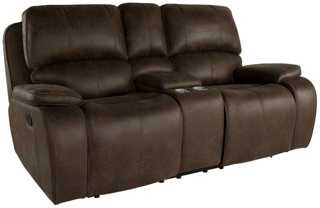 New Classic® Home Furnishings Brookings Brown Dual Manual Reclinining Console Loveseat-0