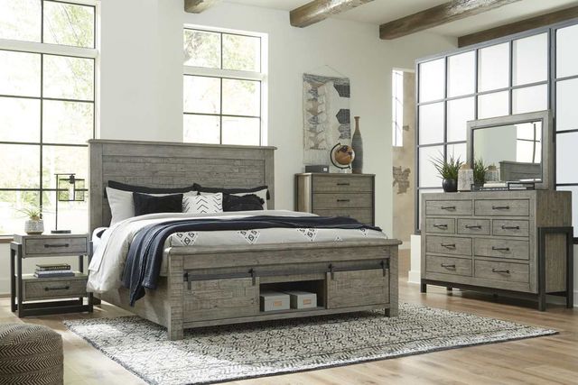 Signature Design by Ashley® Brennagan 2-Piece Gray California King Storage Panel Bed Set-4