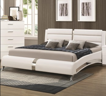 Coaster® Jeremaine White Upholstered Eastern King Bed-1