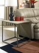 Hammary® Modern Basics Brown Marble Top Rectangular End Table with Antique Silver Base-1
