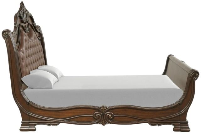 New Classic® Home Furnishings Bella Notte Mahogany Brown California King Upholstered Sleigh Bed-3