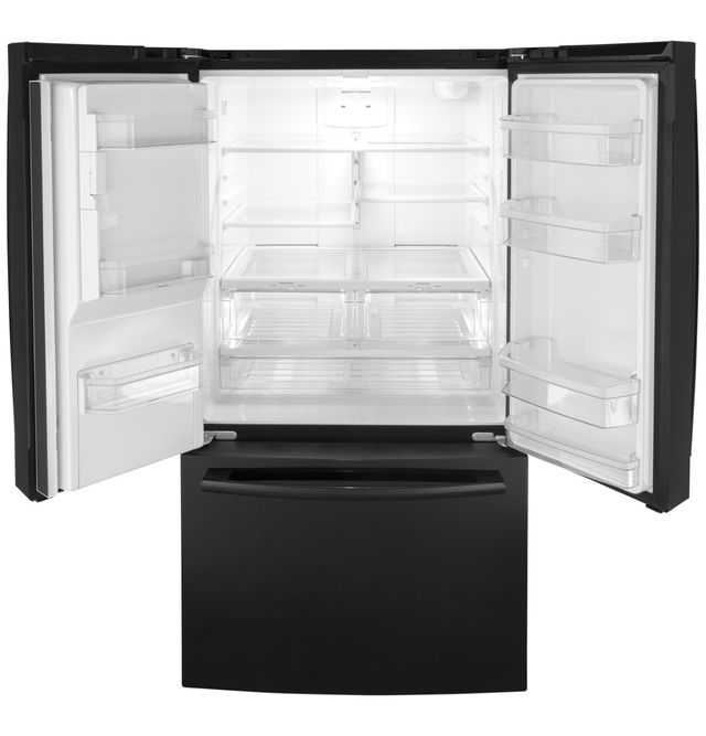 GE® 36" 25.6 Cu. Ft. High-Gloss Black Freestanding French Door Refrigerator-2